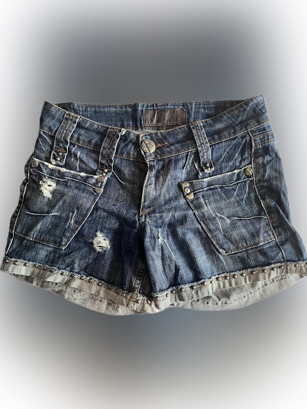 Vintage Y2K D&G / Dolce & Gabbana Distressed Dark Blue Denim Shorts
